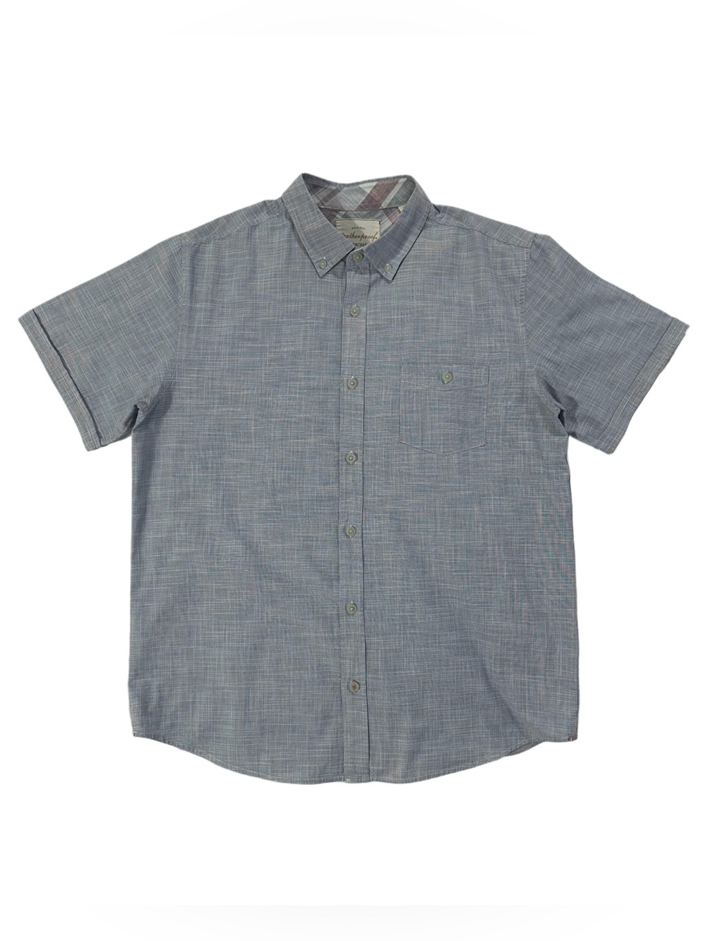 Weatherproof Vintage Button Down Shirt Men’s L Blue Short Sleeve Lightweight